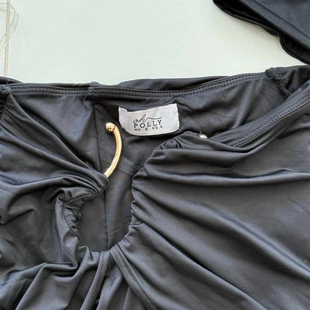 Black Oh Polly skirt set with gold detail - Picture 3 of 6
